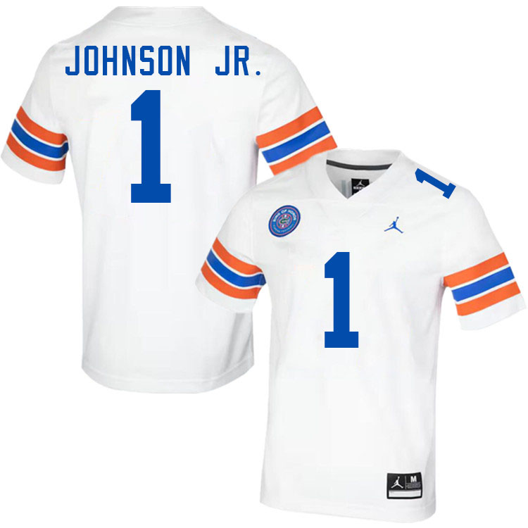 Montrell Johnson Jr. Florida Jersey,Florida Gators #1 Montrell Johnson Jr. Jersey Youth Uniforms-Throwback White